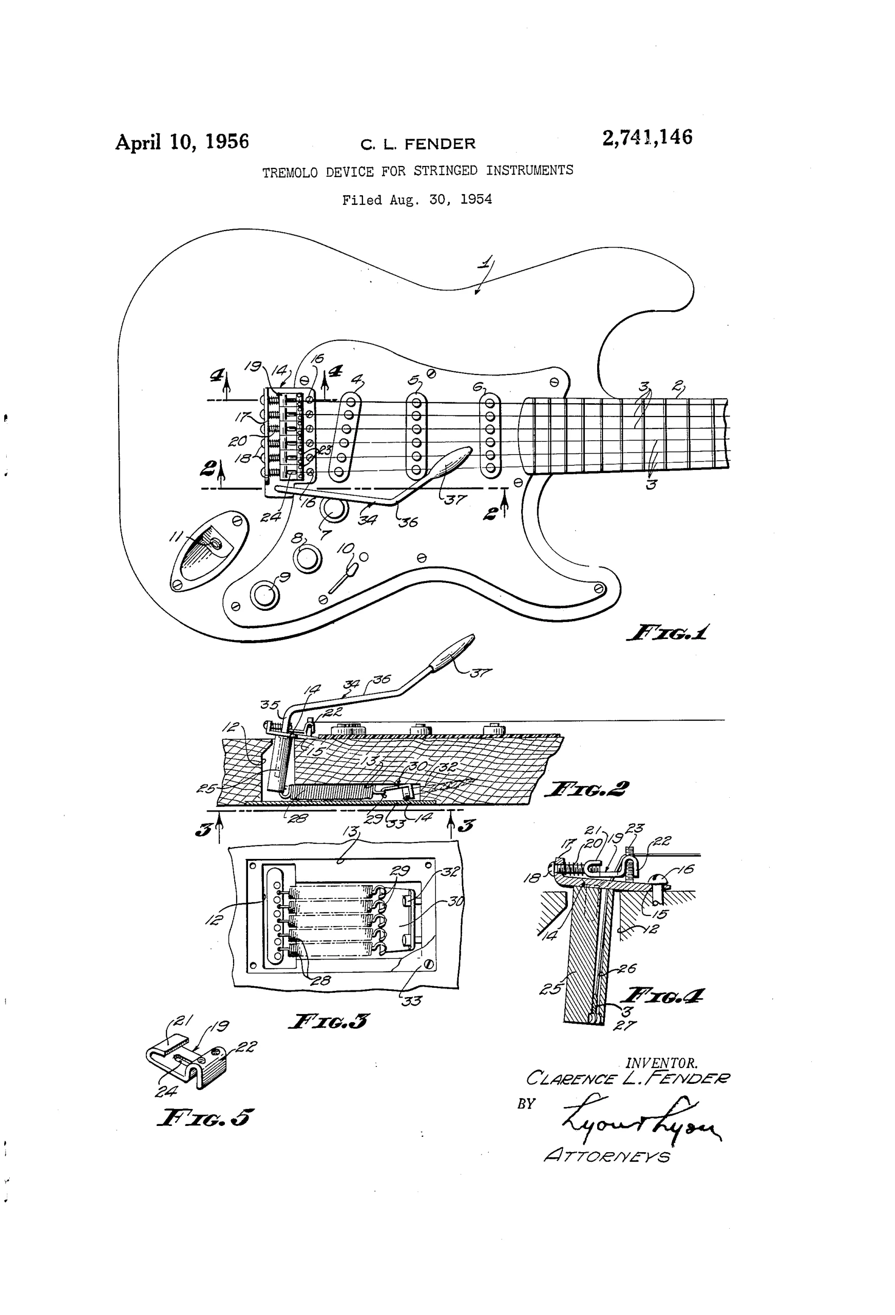 Brevet du  Synchronized Tremolo de Fender